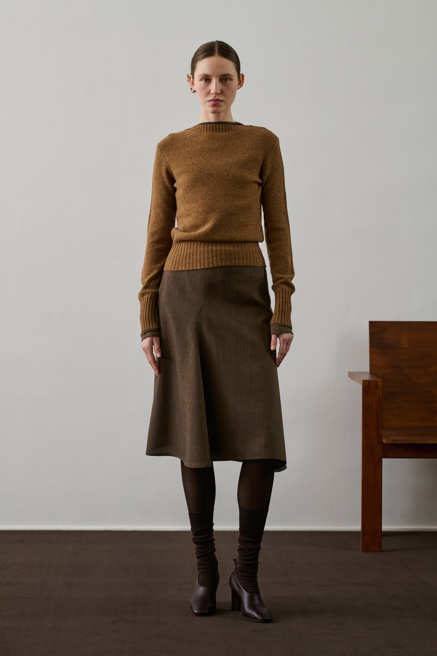 Jupe Gali - Marron Chiné - Laine - Femme