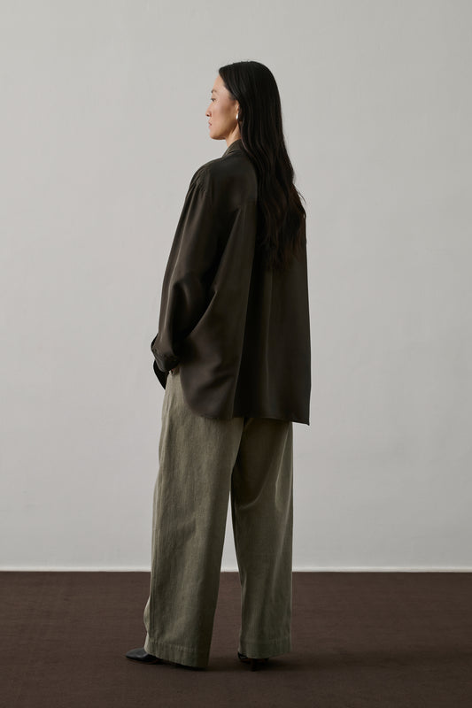 Chemise Francesca - Kaki Foncé - Soie - Femme