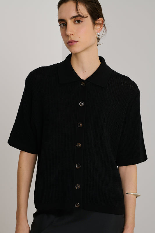 Polo David - Noir - Femme