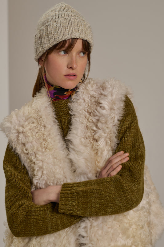 Blizzard beanie - Grey/Ecru - Wool - Women
