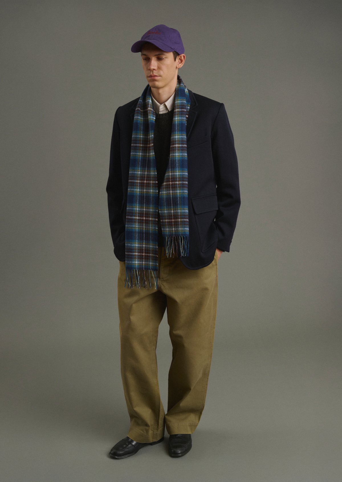 Kela Scarf - Blue and Brown Scottish Wool for Men - Soeur vue 3