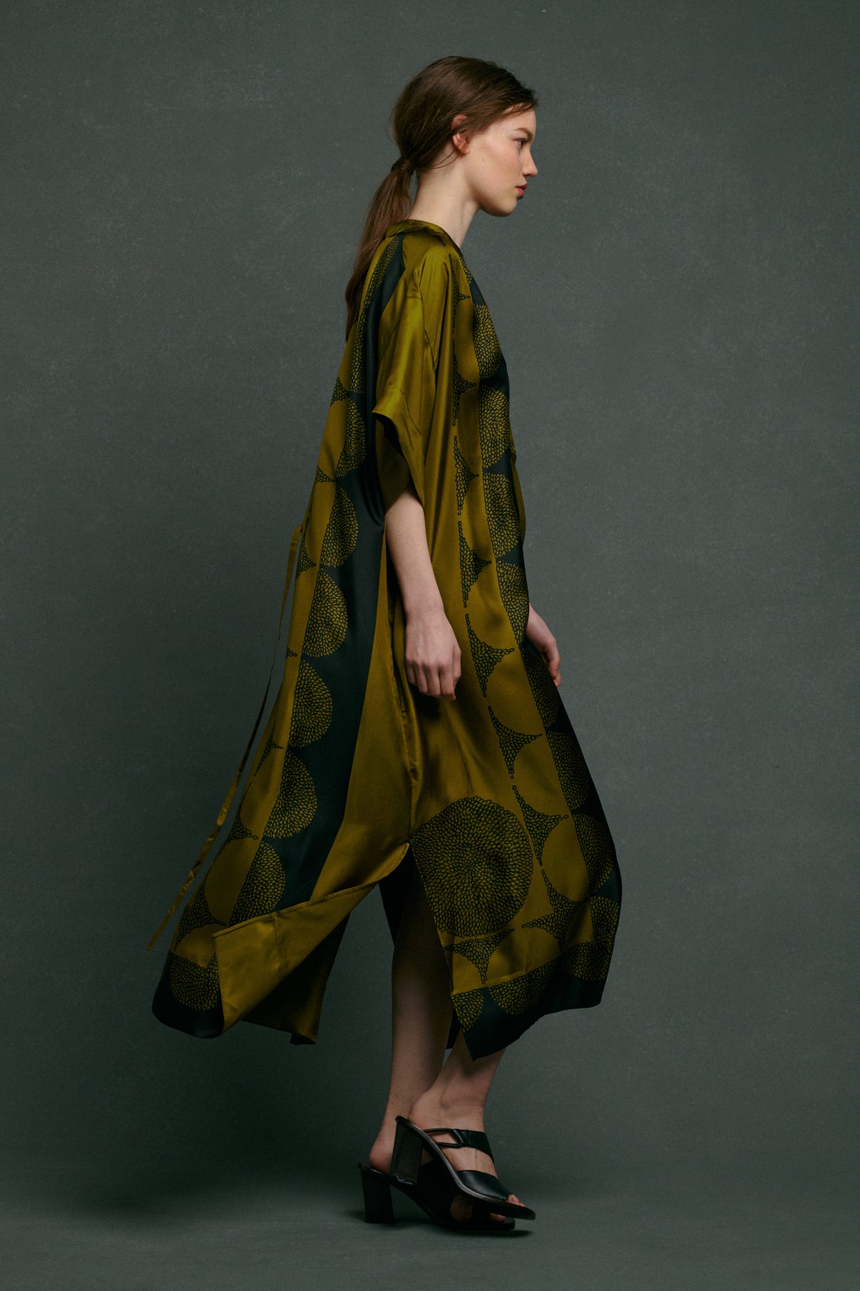 Robe Athena - Kaki/Noir - Soie - Femme vue 2