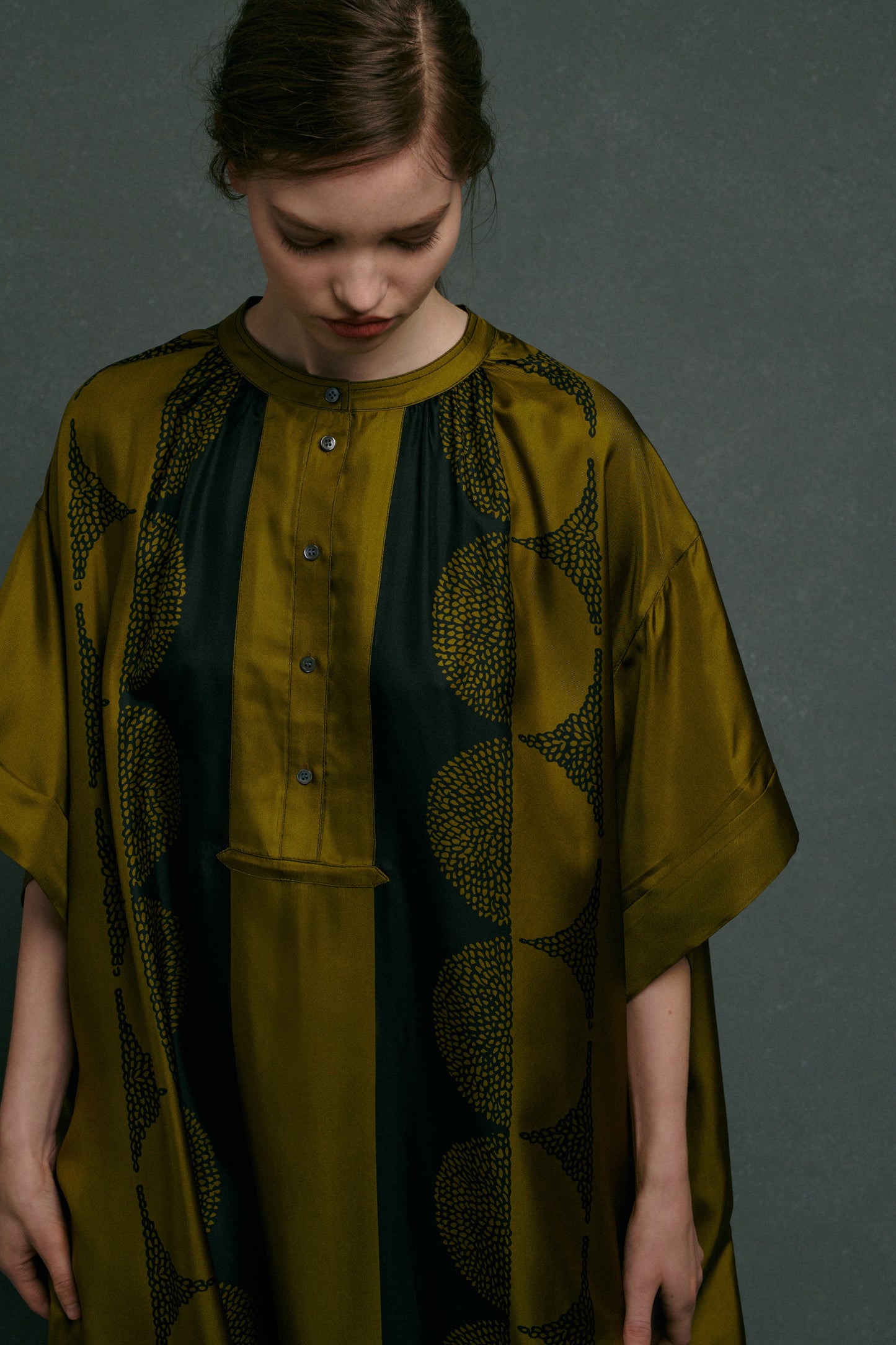 Robe Athena - Kaki/Noir - Soie - Femme