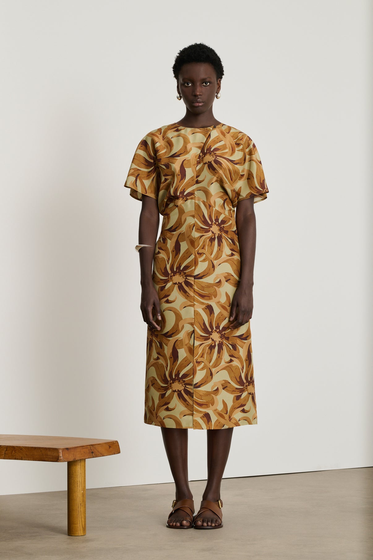 Robe Ella - Orange/Argile - Soie - Femme vue 1