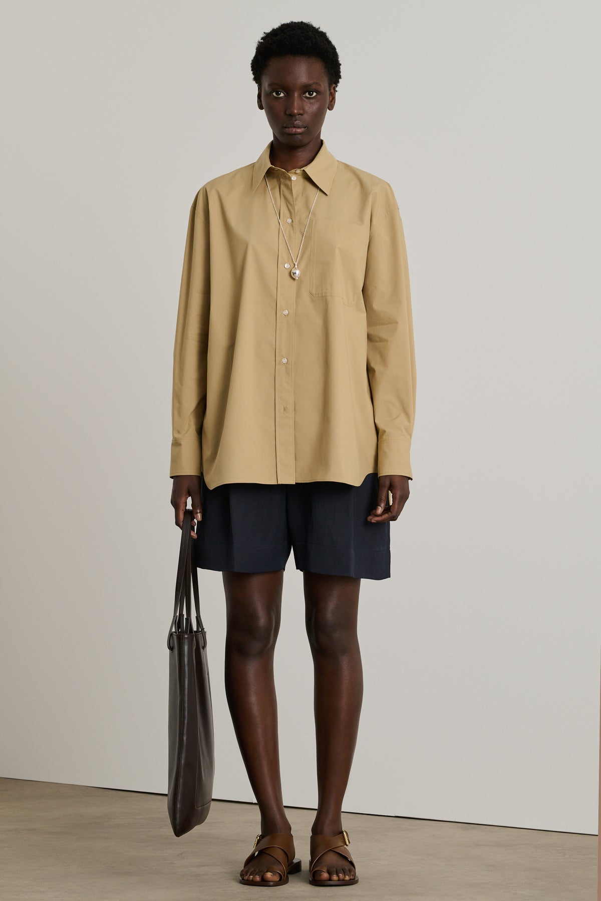 Carlotta Shirt - Dark Beige - Cotton - Women