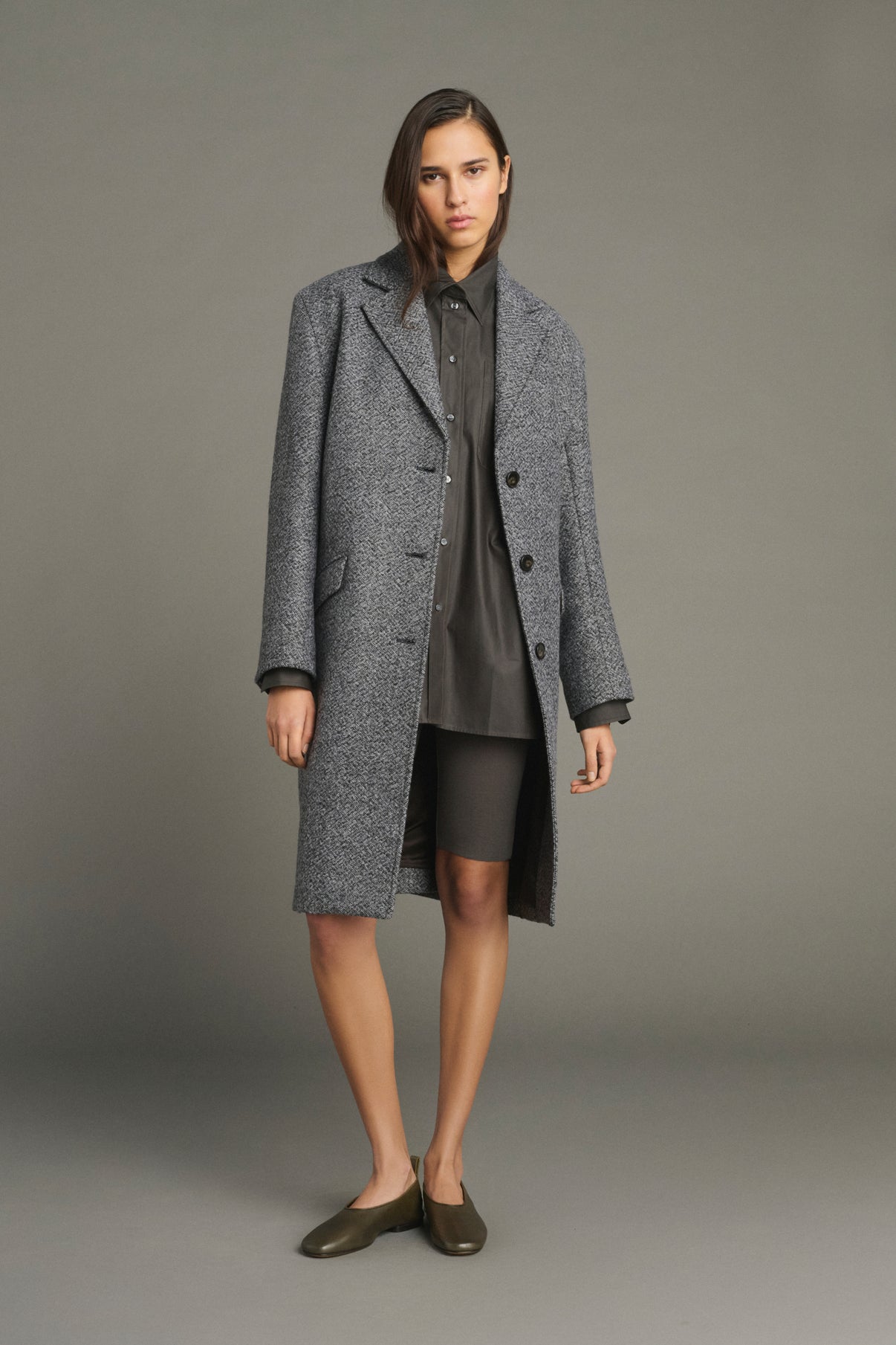 Leon Coat - Grey/Black - Wool - Women vue 1
