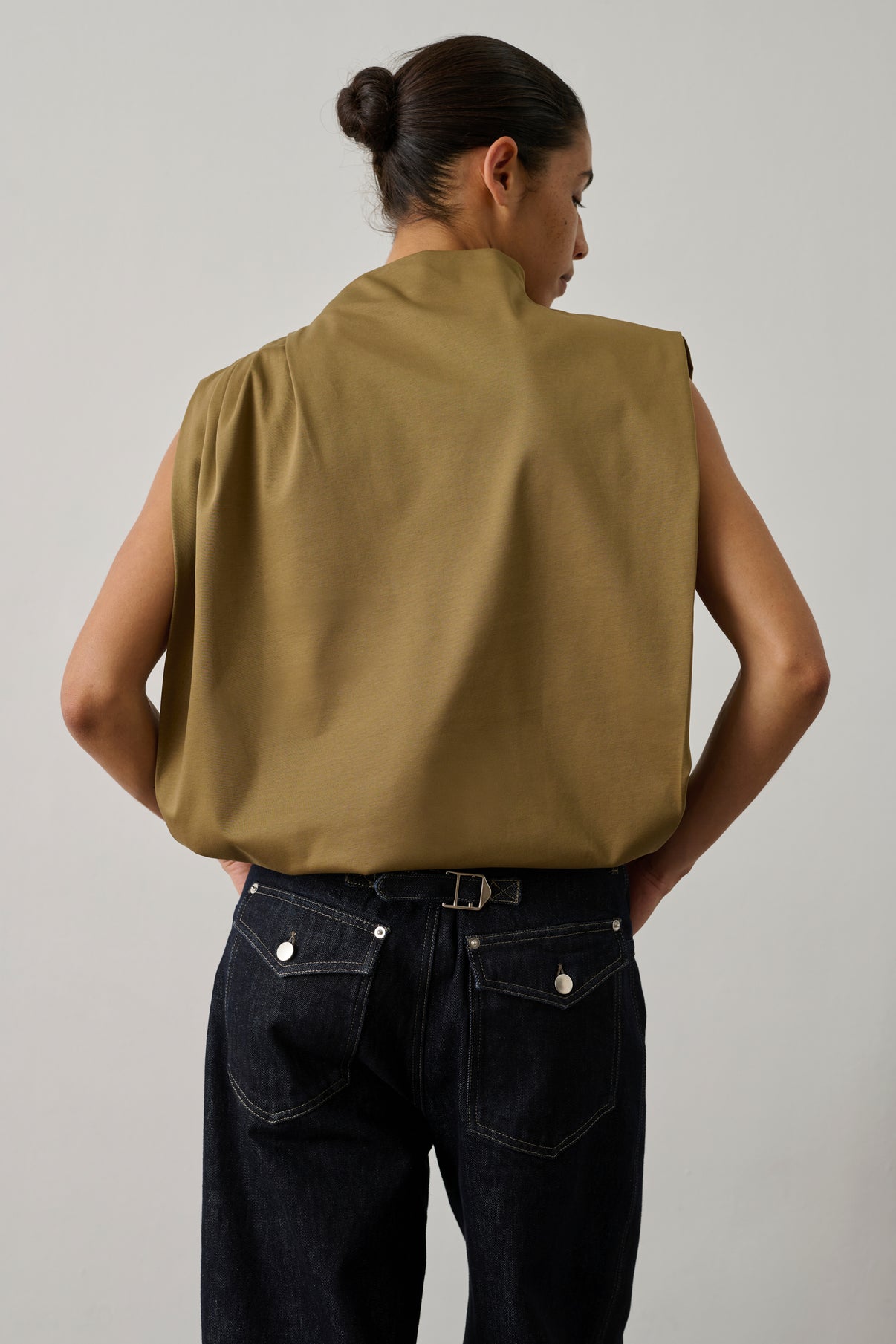 Top Idris - Beige Vert - Coton - Femme vue 3