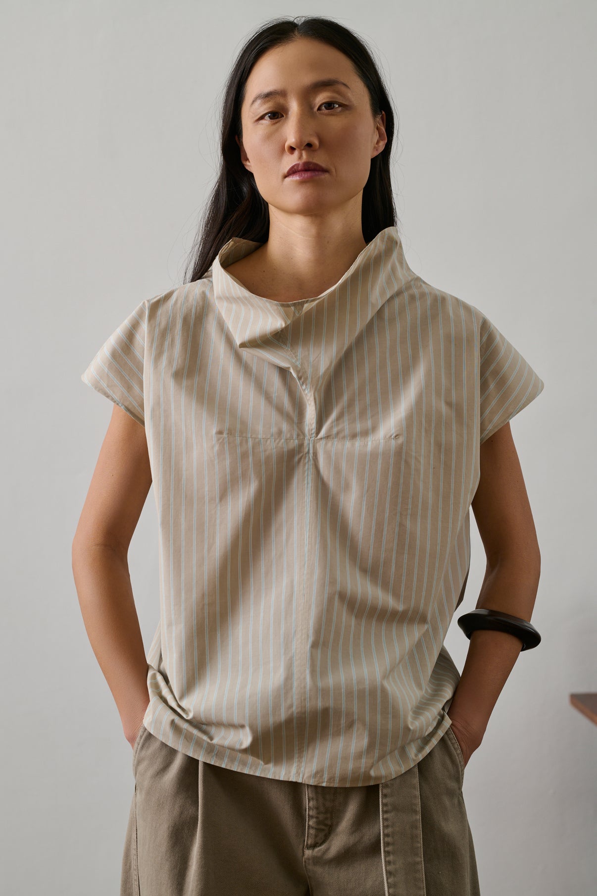Blouse Farah - Gris/Bleu - Coton - Femme vue 1