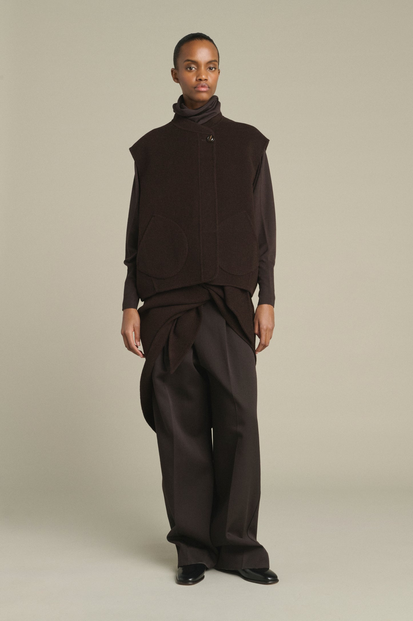 Jacket Adeline - Dark Brown - Wool - Women