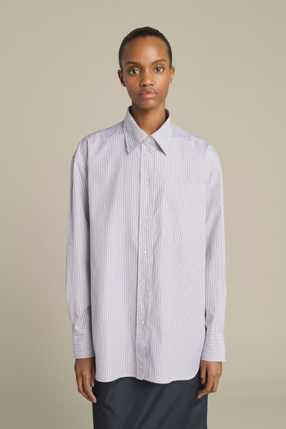 Shirt Carlotta - Blue/Beige - Cotton - Women vue 3