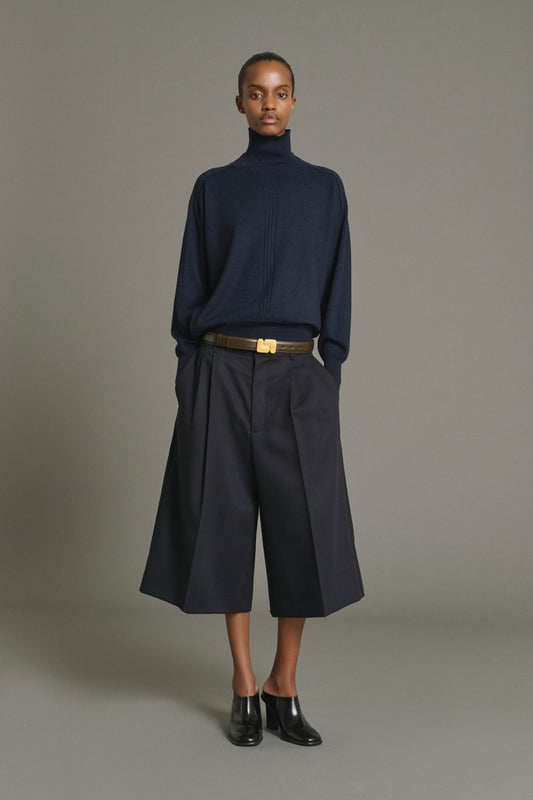 Pull Nord - Navy Laine Mérinos Col Roulé Oversize - Soeur