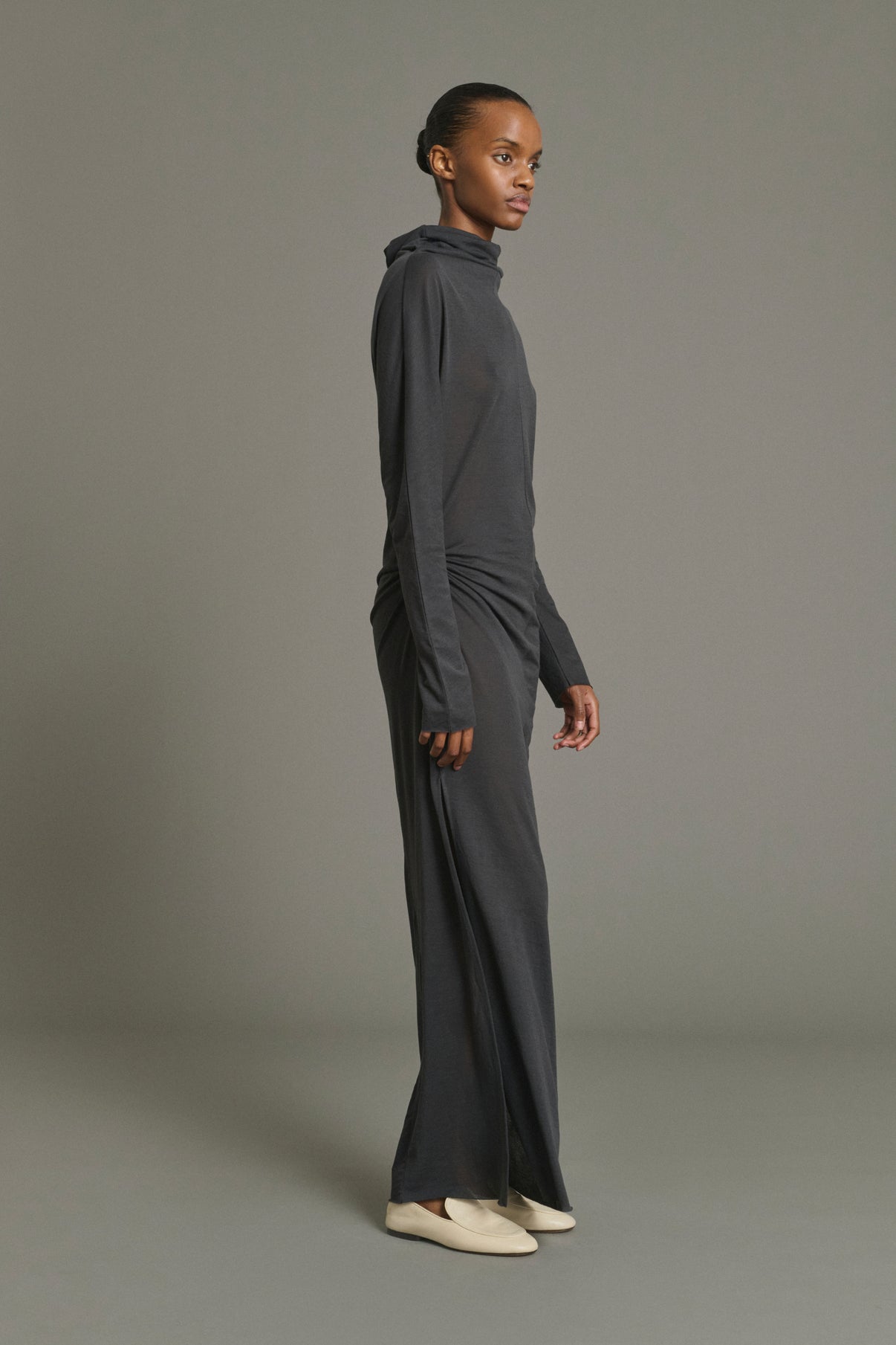 Lola Dress - Anthracite Grey - Cotton - Women vue 2