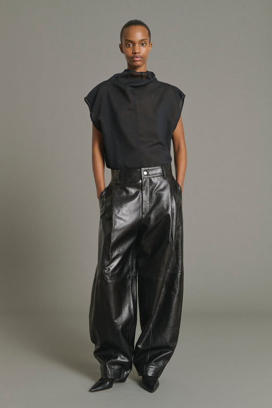 Julien Trousers - Black - Leather - Women