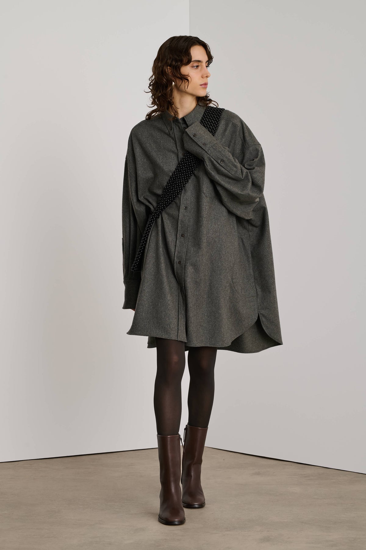 Candide Dress - Light Grey - Wool - Women vue 1