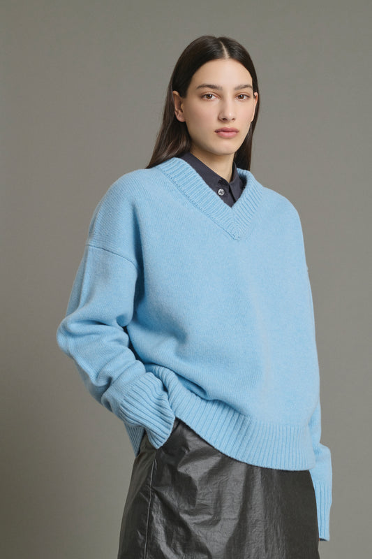 Julie Pullover - Light Blue - Merino Wool - Women