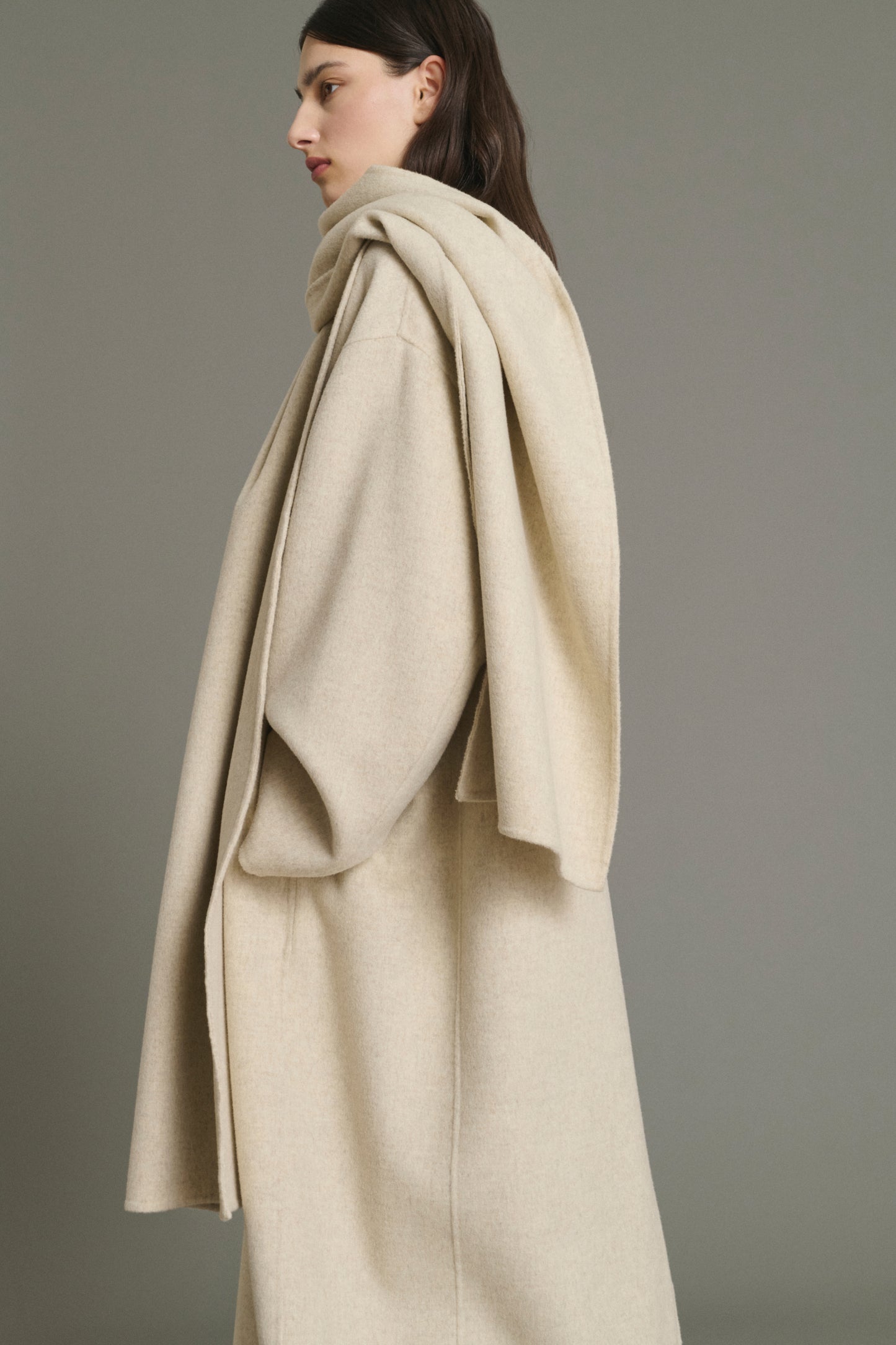 Finn coat - Ecru/Grey - Wool - Women