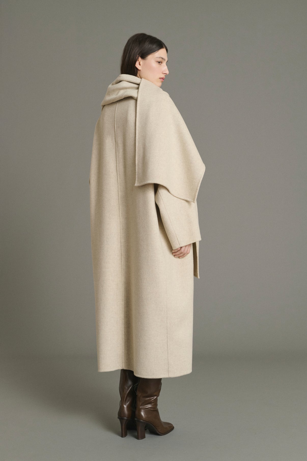 Finn coat - Ecru/Grey - Wool - Women vue 2