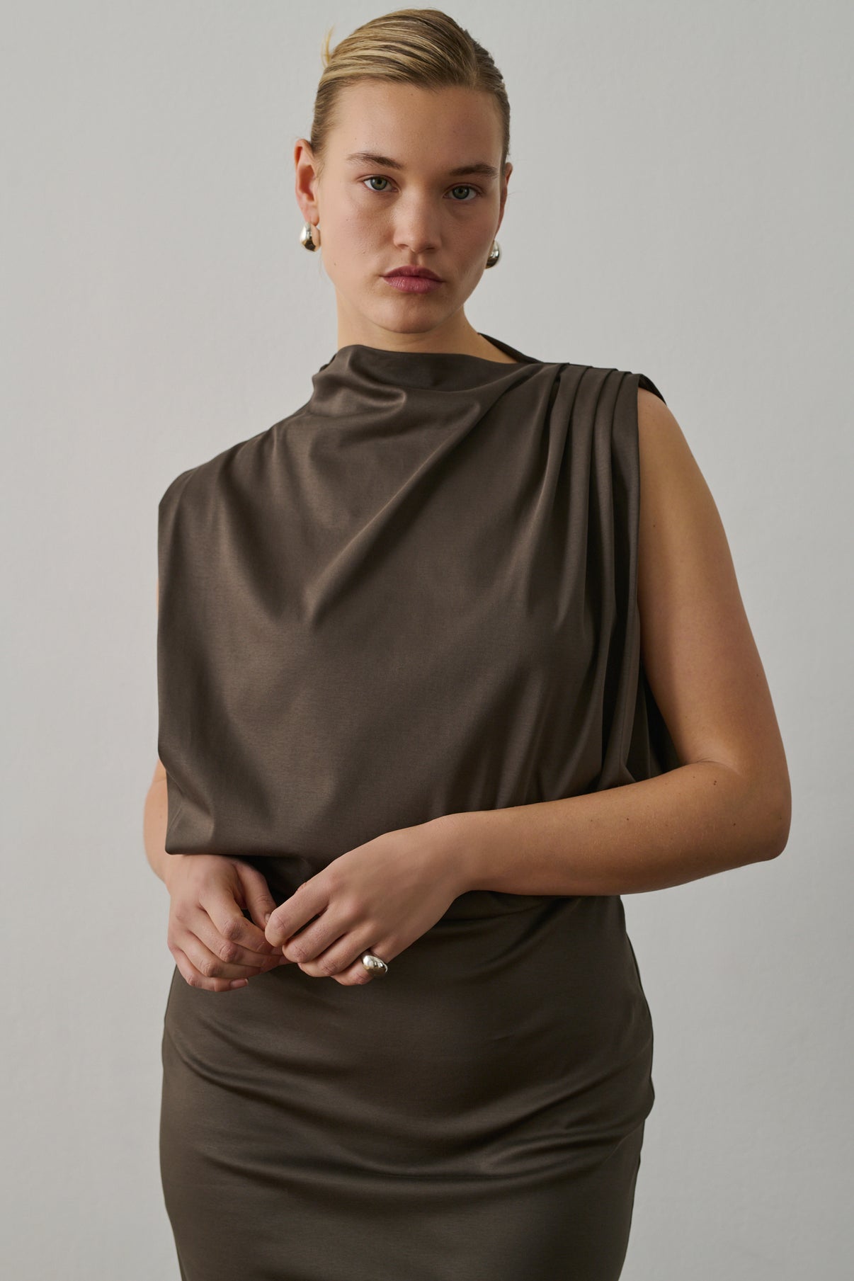Robe Gemma - Marron/Taupe - Coton - Femme vue 6