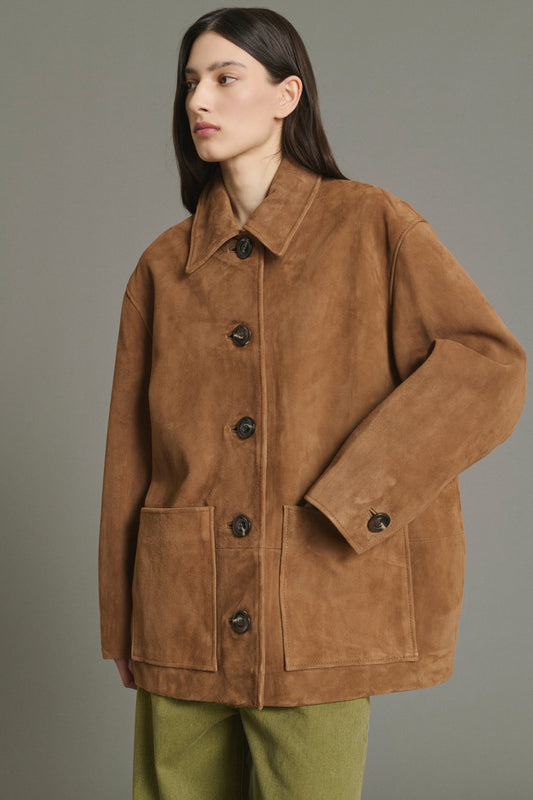 Jacket Vincenzo - Natural Split Leather Women - Soeur