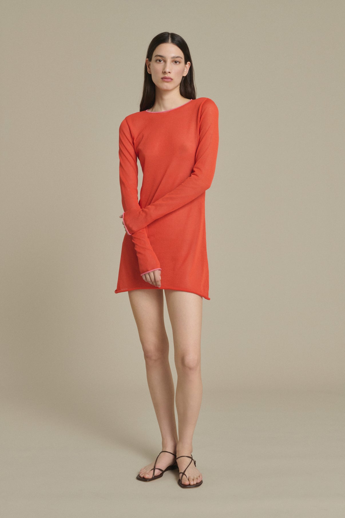 Robe Irene mini rouge orangé en maille Soeur & TL180 - Soeur vue 1